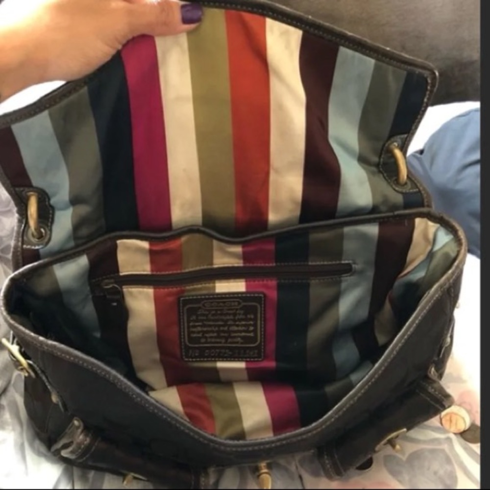 65th Anniversary Coach Legacy Stripe Rare Hobo - Picture 3 of 9